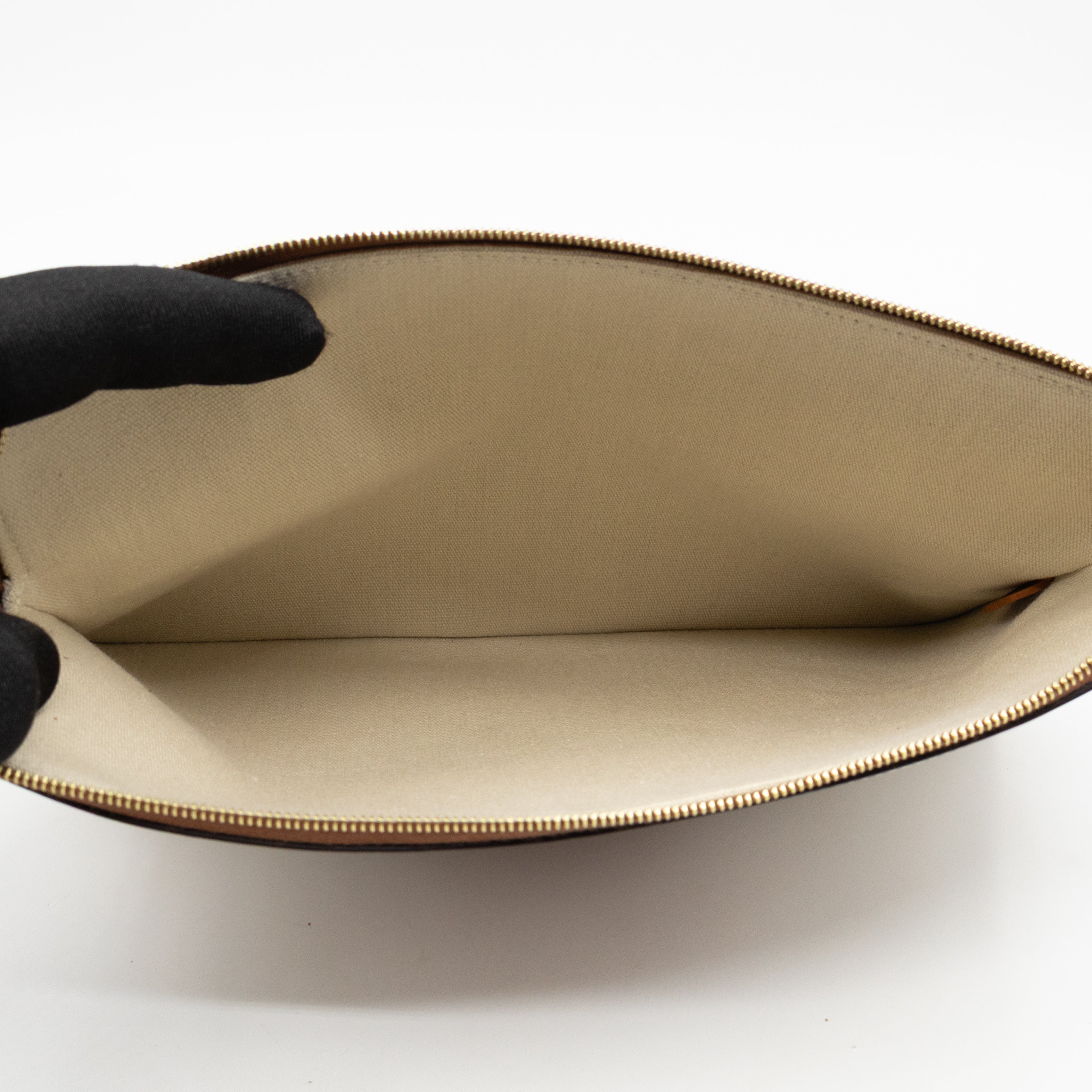 Small Pouch With Strap White Triomphe Canvas