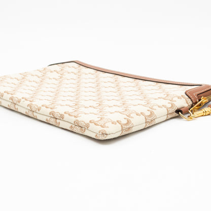 Small Pouch With Strap White Triomphe Canvas