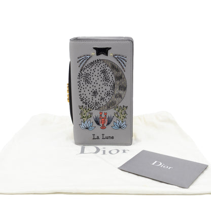 Tarot La Lune Embroidered Clutch Grey Leather