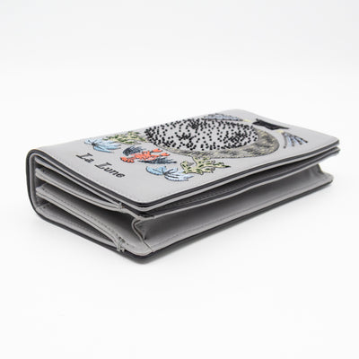 Tarot La Lune Embroidered Clutch Grey Leather