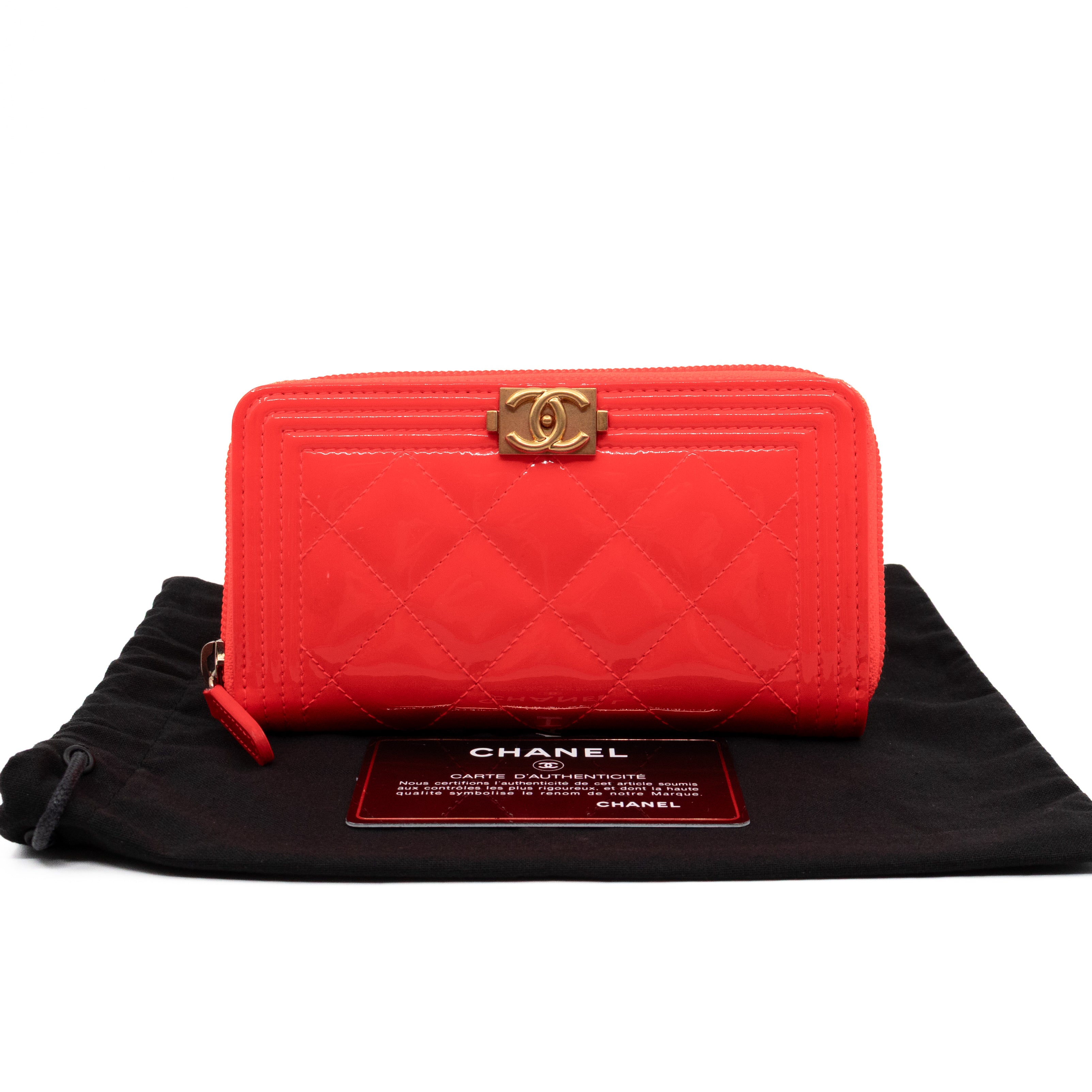 Boy Medium Zipped Wallet Neon Orange Pink Patent Leather