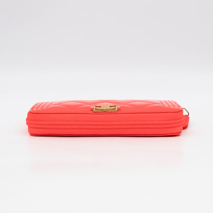 Boy Medium Zipped Wallet Neon Orange Pink Patent Leather