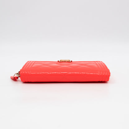Boy Medium Zipped Wallet Neon Orange Pink Patent Leather