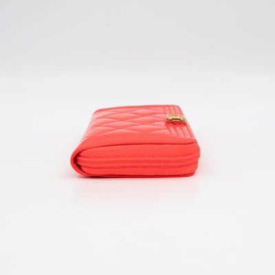 Boy Medium Zipped Wallet Neon Orange Pink Patent Leather