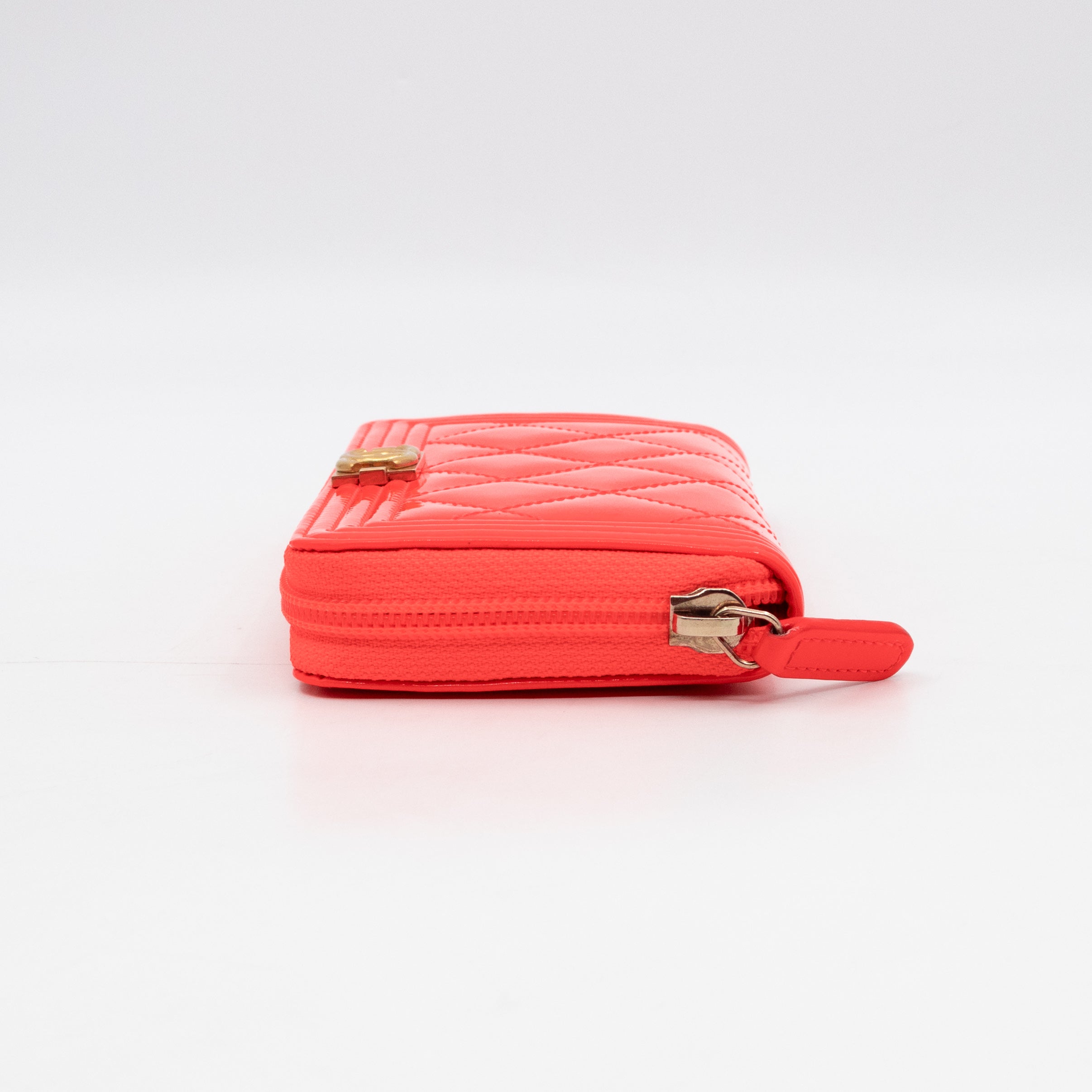 Boy Medium Zipped Wallet Neon Orange Pink Patent Leather