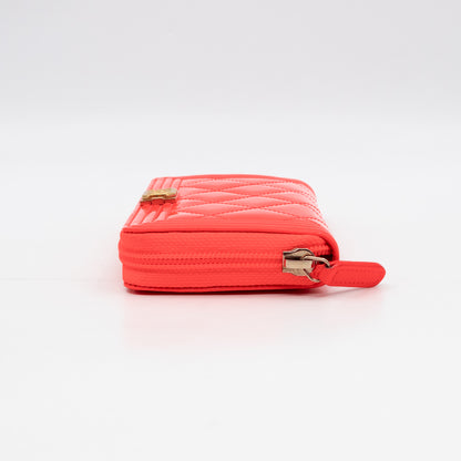 Boy Medium Zipped Wallet Neon Orange Pink Patent Leather