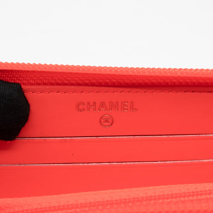 Boy Medium Zipped Wallet Neon Orange Pink Patent Leather