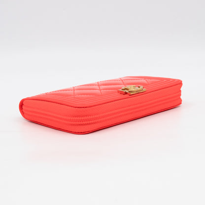 Boy Medium Zipped Wallet Neon Orange Pink Patent Leather