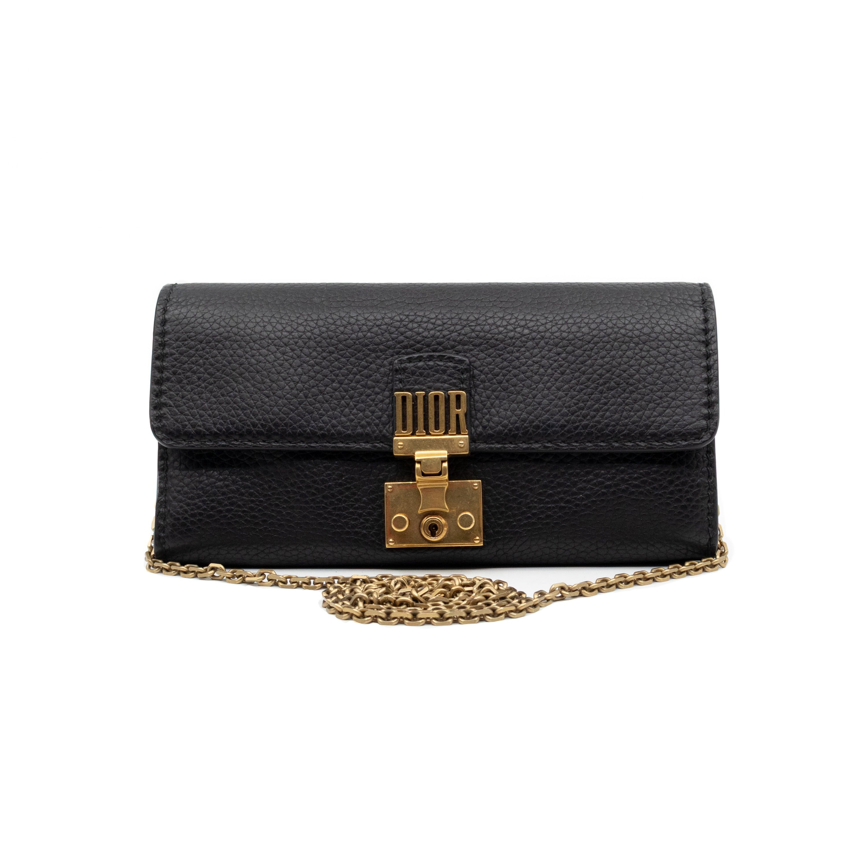 Dioraddict Wallet on Chain Black Leather