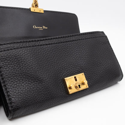 Dioraddict Wallet on Chain Black Leather