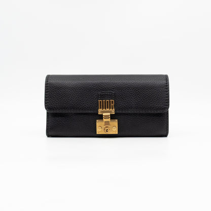 Dioraddict Wallet on Chain Black Leather