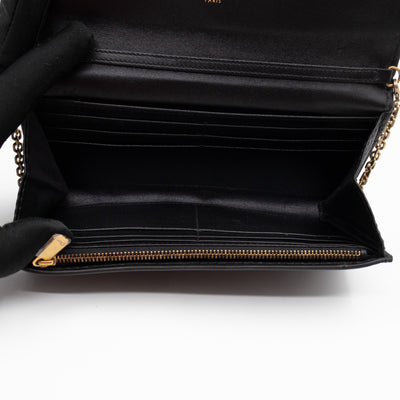 Dioraddict Wallet on Chain Black Leather