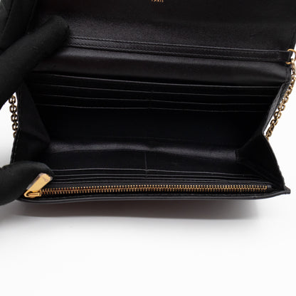 Dioraddict Wallet on Chain Black Leather