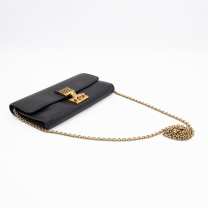 Dioraddict Wallet on Chain Black Leather
