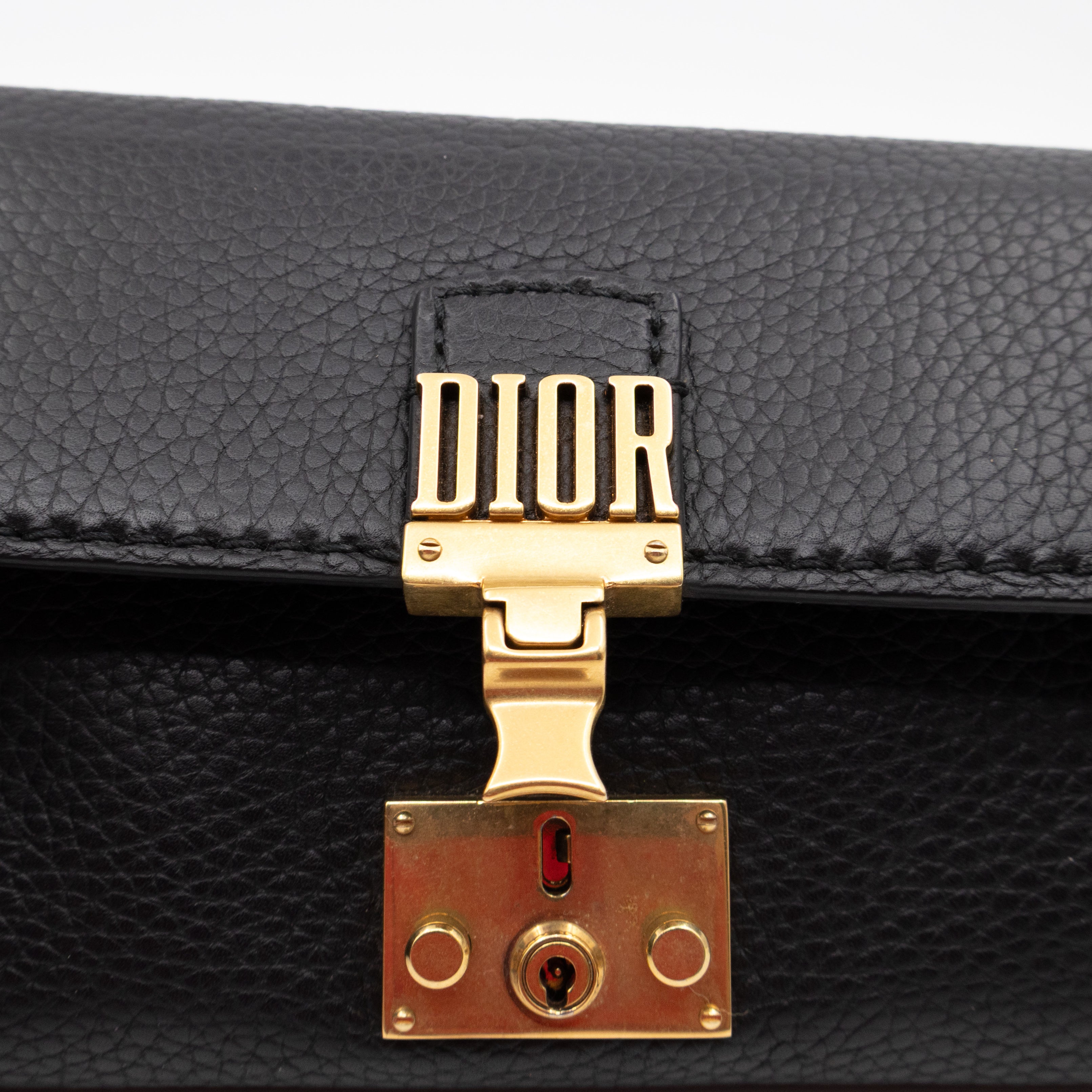 Dioraddict Wallet on Chain Black Leather
