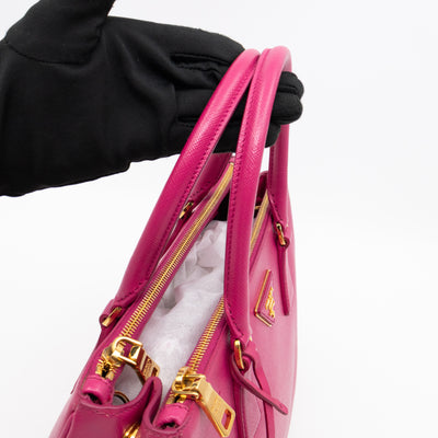 Galleria Small Double Zip Fuchsia Pink Saffiano