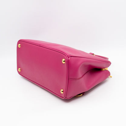 Galleria Medium Double Zip Fuxia Pink Saffiano