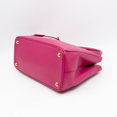 Galleria Small Double Zip Fuchsia Pink Saffiano