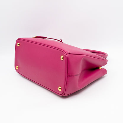 Galleria Medium Double Zip Fuxia Pink Saffiano