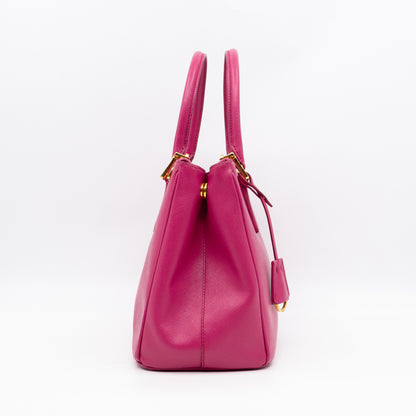 Galleria Medium Double Zip Fuxia Pink Saffiano