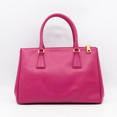 Galleria Small Double Zip Fuchsia Pink Saffiano