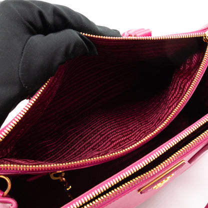 Galleria Medium Double Zip Fuxia Pink Saffiano