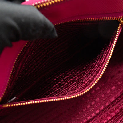 Galleria Small Double Zip Fuchsia Pink Saffiano