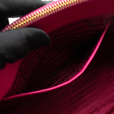 Galleria Small Double Zip Fuchsia Pink Saffiano