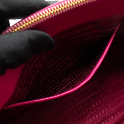 Galleria Medium Double Zip Fuxia Pink Saffiano