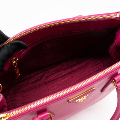 Galleria Small Double Zip Fuchsia Pink Saffiano