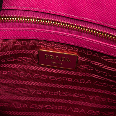 Galleria Small Double Zip Fuchsia Pink Saffiano