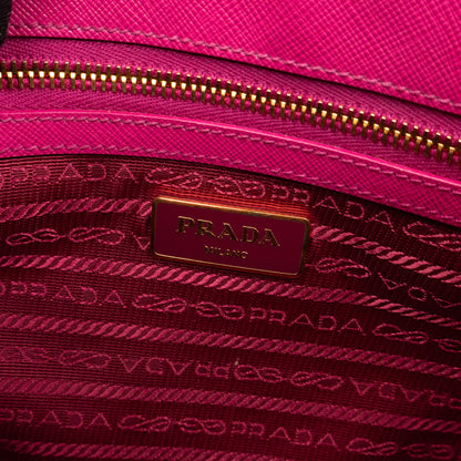 Galleria Medium Double Zip Fuxia Pink Saffiano
