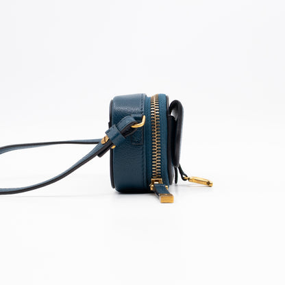 Mini Saddle Crossbody Pouch Steel Blue Leather