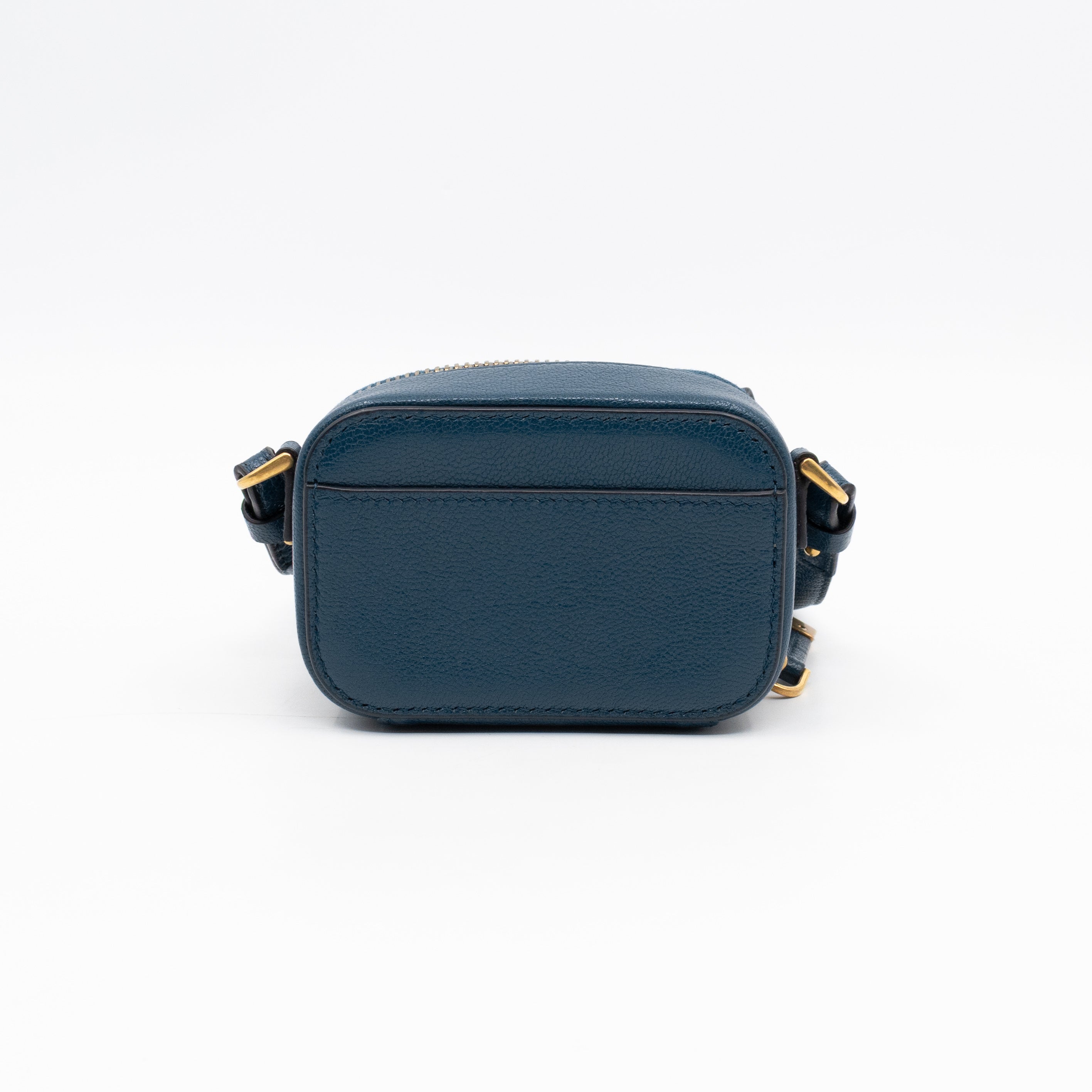 Mini Saddle Crossbody Pouch Steel Blue Leather