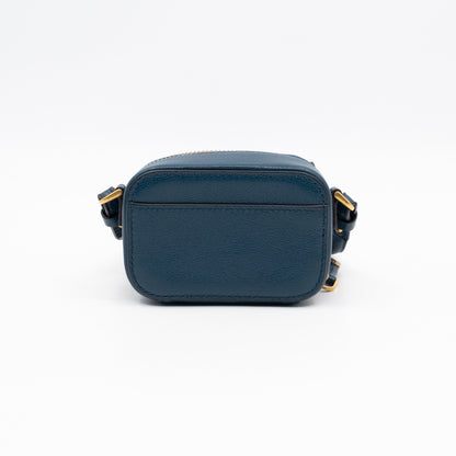 Mini Saddle Crossbody Pouch Steel Blue Leather