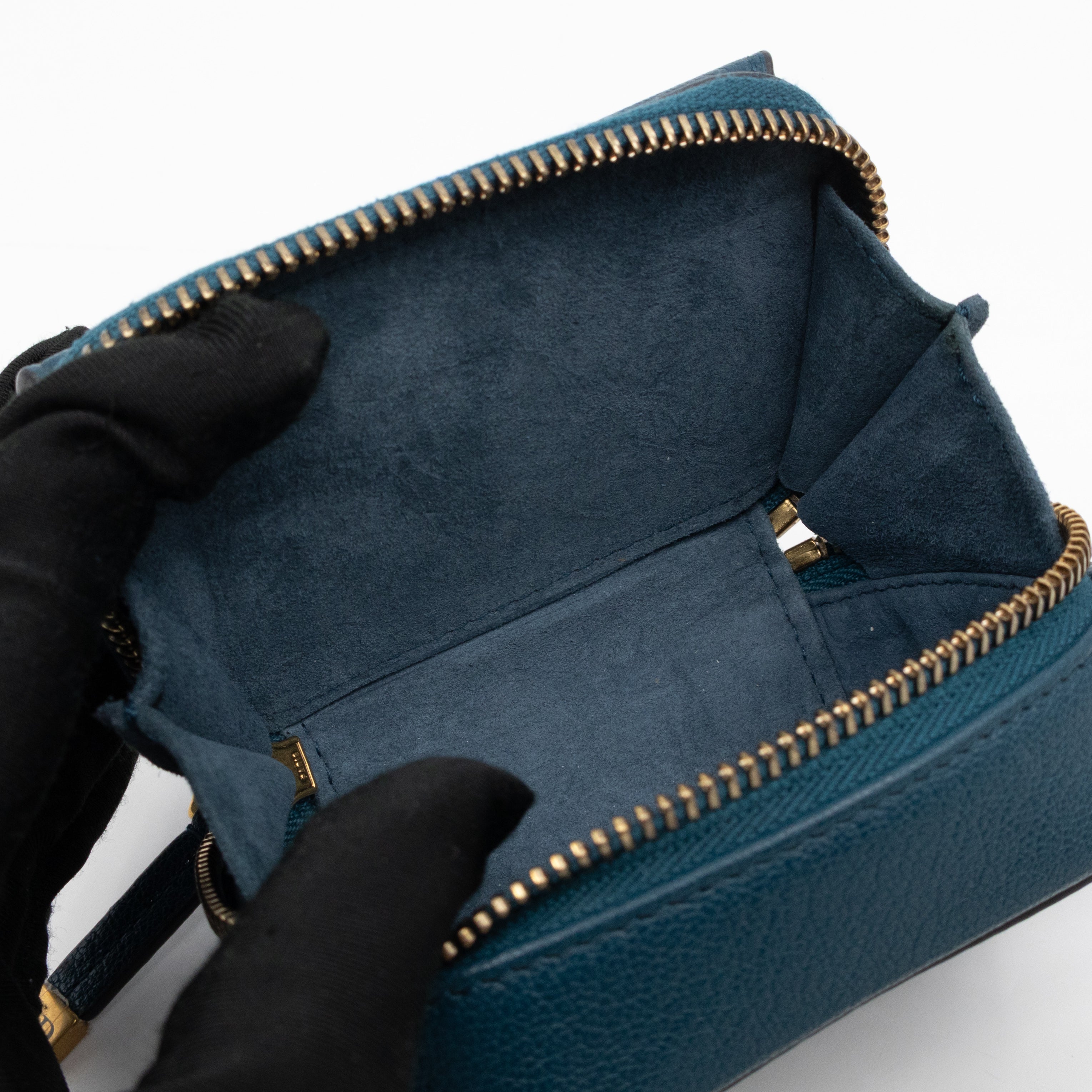 Mini Saddle Crossbody Pouch Steel Blue Leather