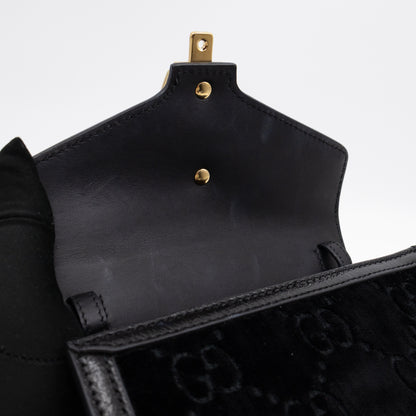 Sylvie Mini Top Handle Black Velvet Patent Leather