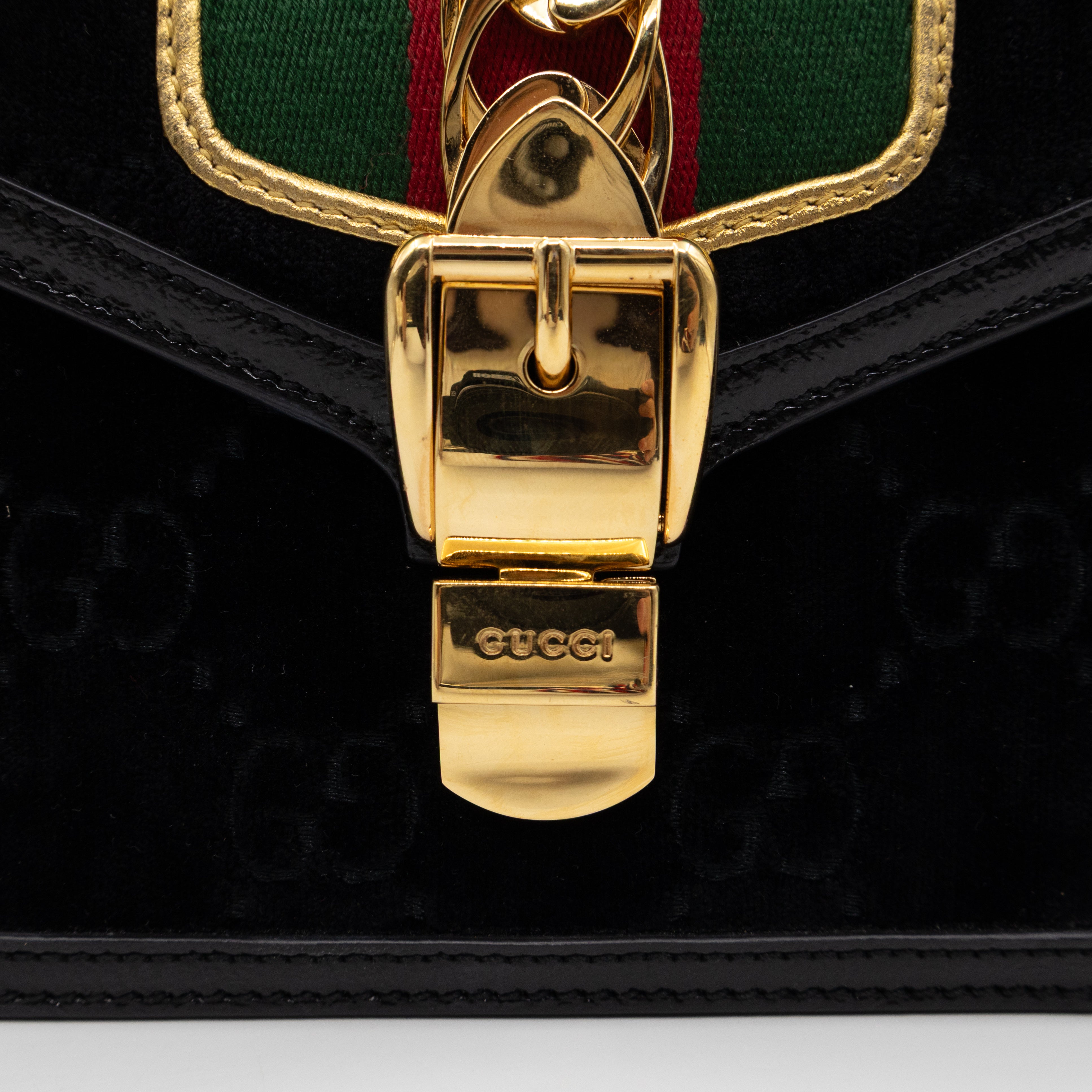 Sylvie Mini Top Handle Black Velvet Patent Leather