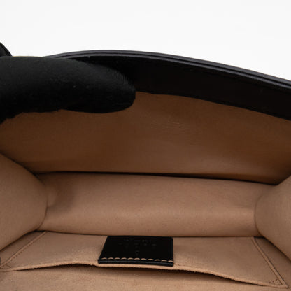 Sylvie Mini Top Handle Black Velvet Patent Leather