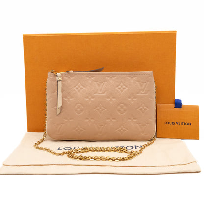 Double Zip Pochette Beige & Rose Creme Monogram Empreinte