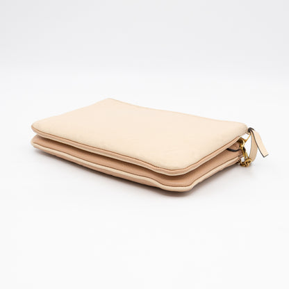 Double Zip Pochette Beige & Rose Creme Monogram Empreinte