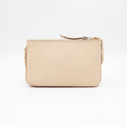 Double Zip Pochette Beige & Rose Creme Monogram Empreinte