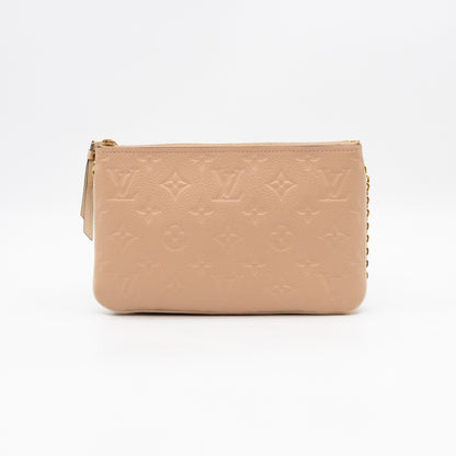 Double Zip Pochette Beige & Rose Creme Monogram Empreinte