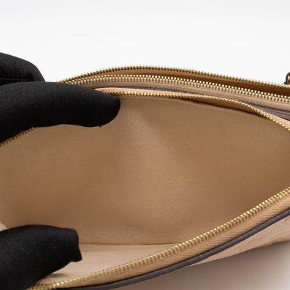 Double Zip Pochette Beige & Rose Creme Monogram Empreinte