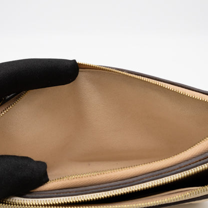 Double Zip Pochette Beige & Rose Creme Monogram Empreinte