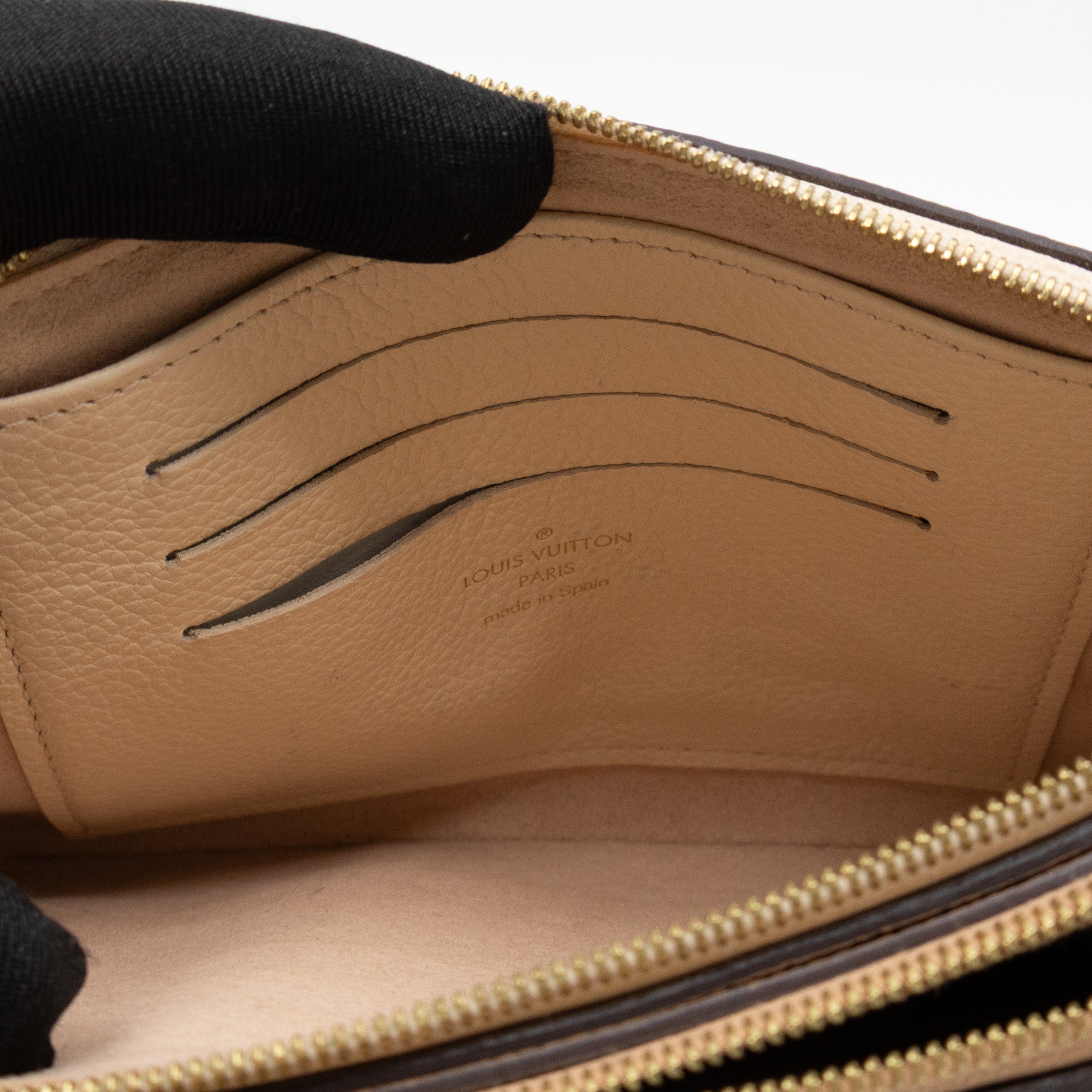 Double Zip Pochette Beige & Rose Creme Monogram Empreinte