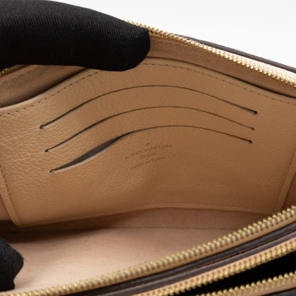 Double Zip Pochette Beige & Rose Creme Monogram Empreinte