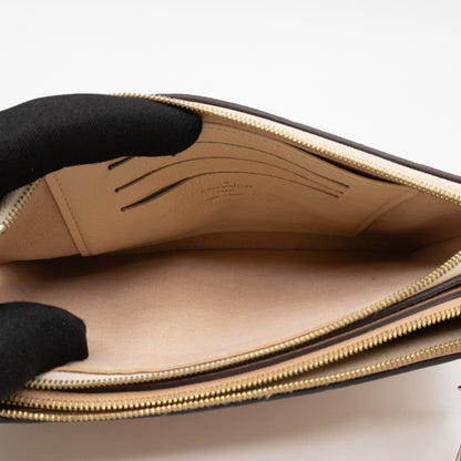 Double Zip Pochette Beige & Rose Creme Monogram Empreinte