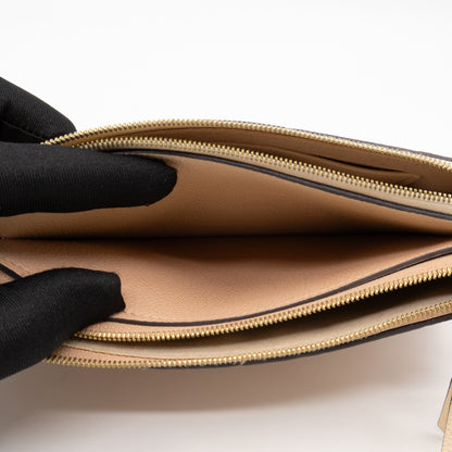 Double Zip Pochette Beige & Rose Creme Monogram Empreinte