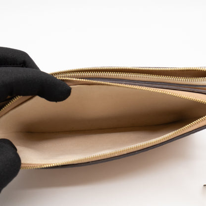 Double Zip Pochette Beige & Rose Creme Monogram Empreinte